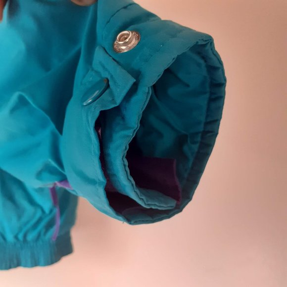 Torquoise Blue/Purple Winter Windbreaker jacket  removable Fleece Liner, hood M - Picture 4 of 8